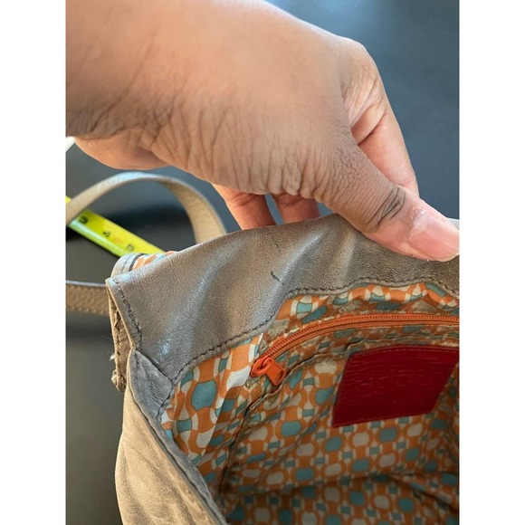 Hobo Original Leather Small Crossbody Bag Gray Studded Modern Lagenlook - Picture 5 of 9